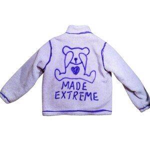 Made Extreme Faux Sherpa Oversized Teddy Bear Print Japanese Streetwear Coat XL